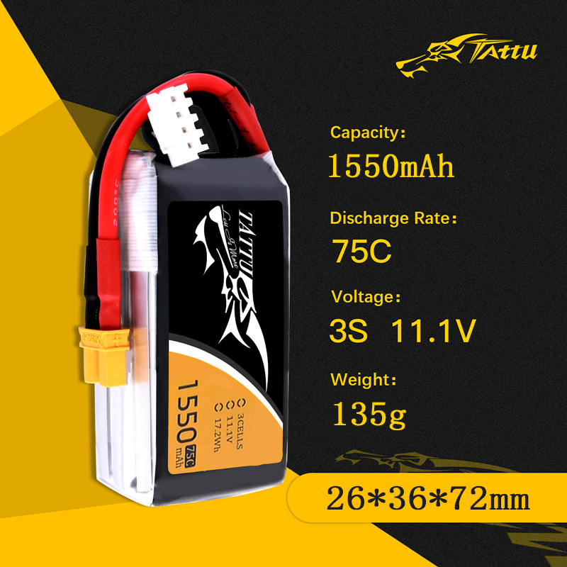 TATTU 3S 11.1V 1550mAh 75C LiP - Rc Helicopter Parts incelemesi ve fiyatı